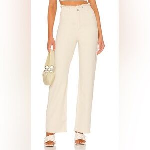 WeWoreWhat Frayed Straight Jean "Classic White" Cream Butter Yellow Size 29